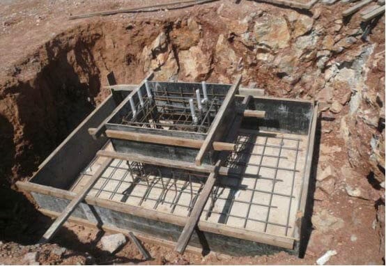 Independent reinforced concrete foundation