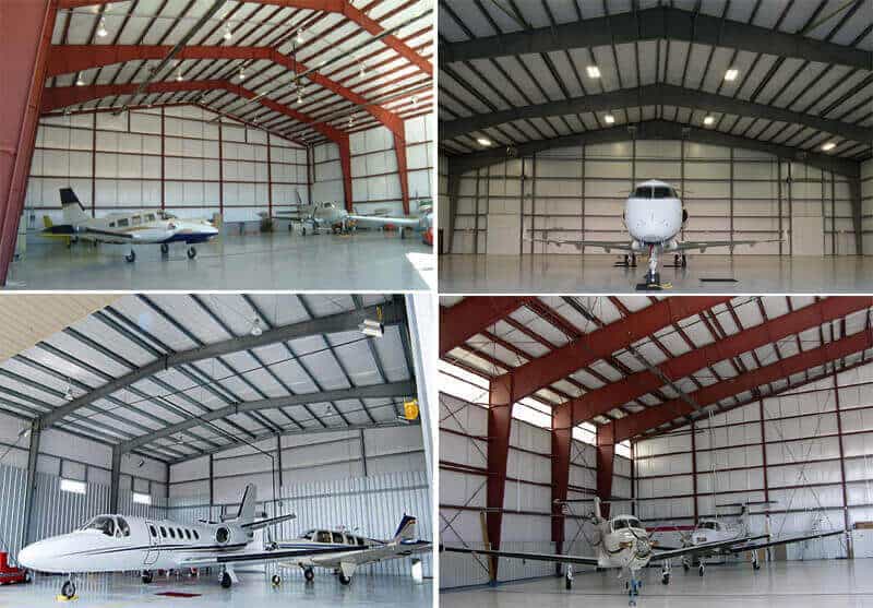 hangar de aviones con estructura de acero