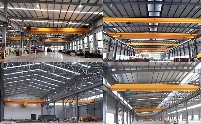 steel workshop with crane