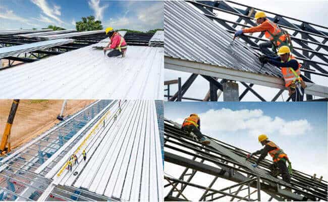  installation of the corrugated metal sheets