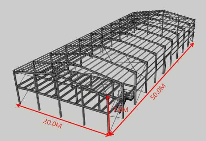 Almacén con estructura de acero