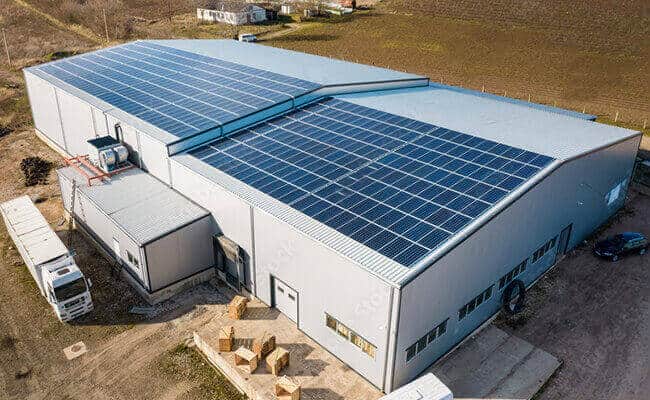 Warehouse with solar panel