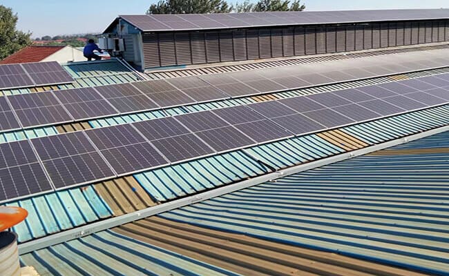 solar panel on steel roof